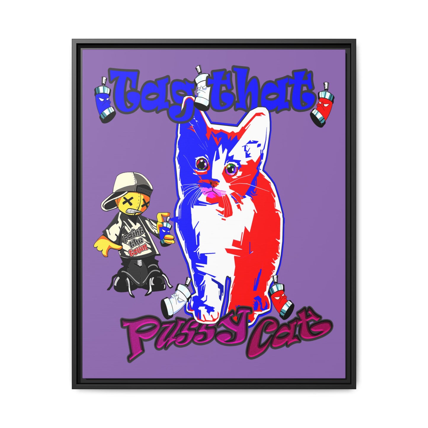 tag that - framed canvas art (light purple)