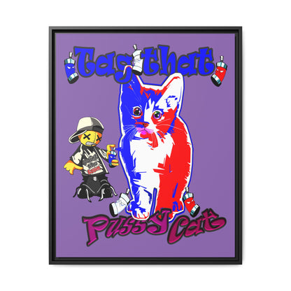 tag that - framed canvas art (light purple)