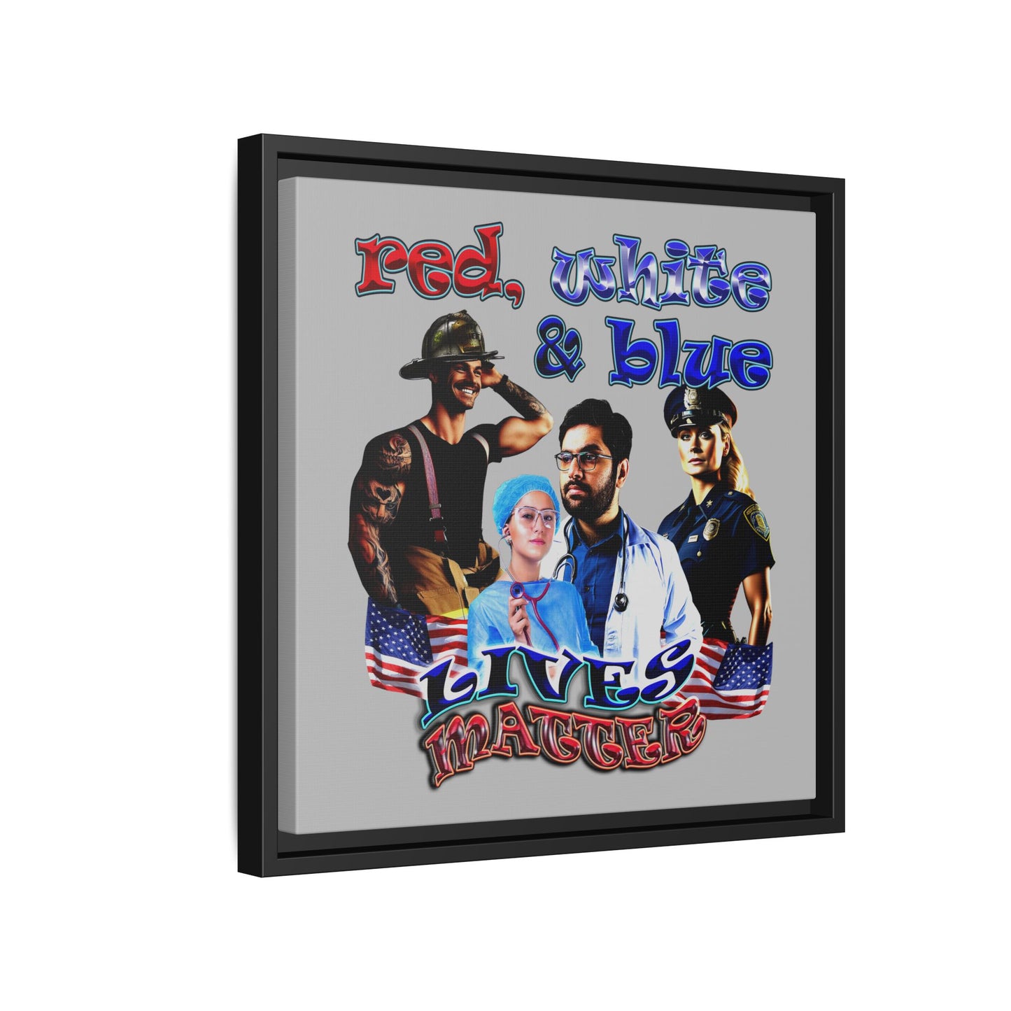 rw&b lives matter - framed canvas art (light grey)