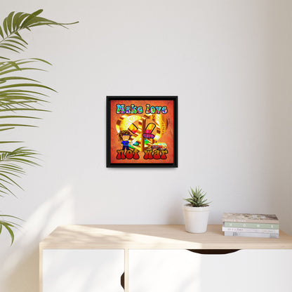 love peace - framed canvas art (burnt orange)