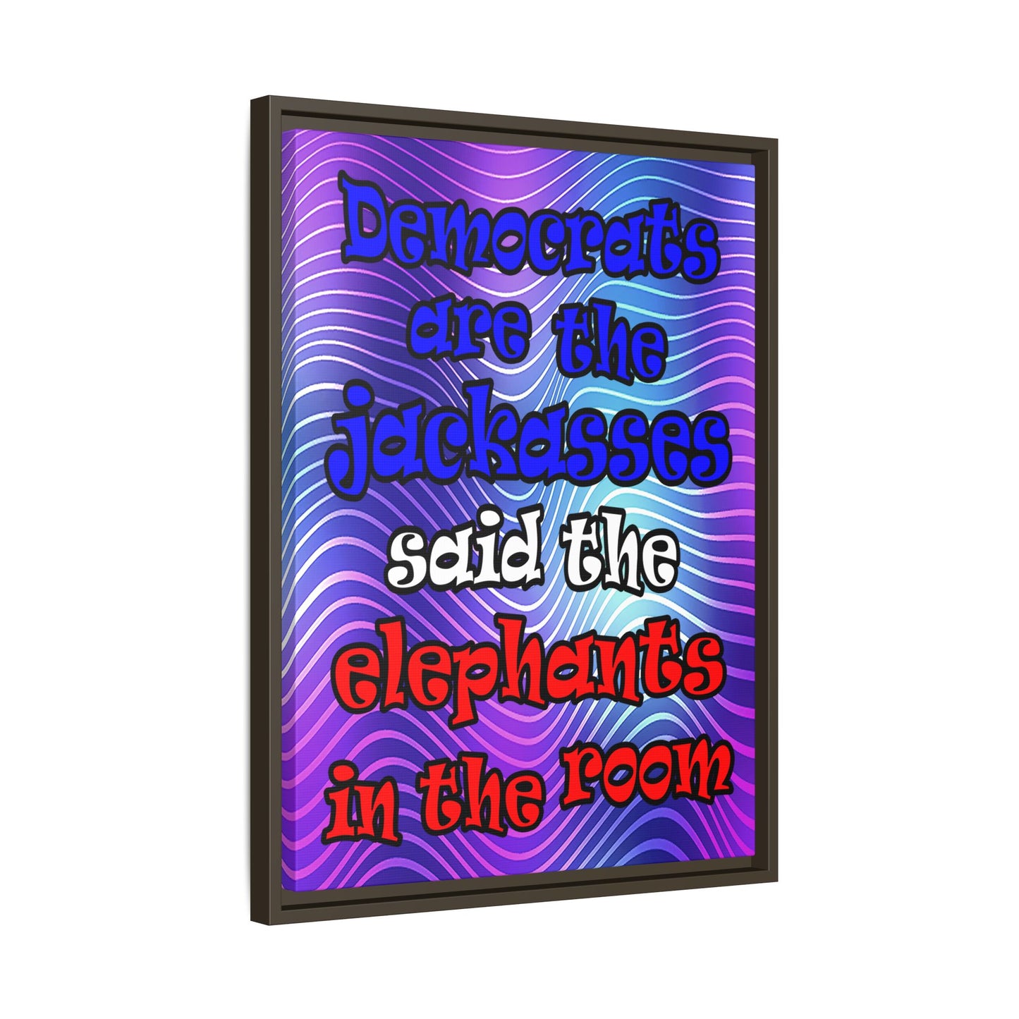donkeys and elephants - framed canvas art (purple wave)