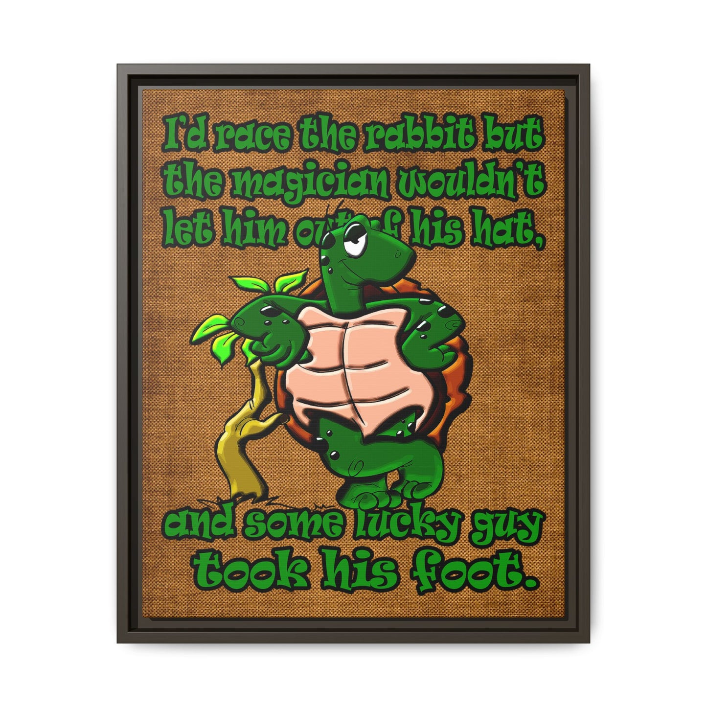turtle race - framed canvas art (brown papyrus)