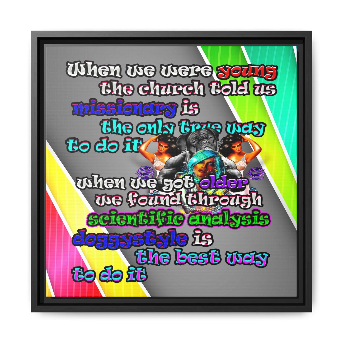 doggystyle - framed canvas art (rainbow split)