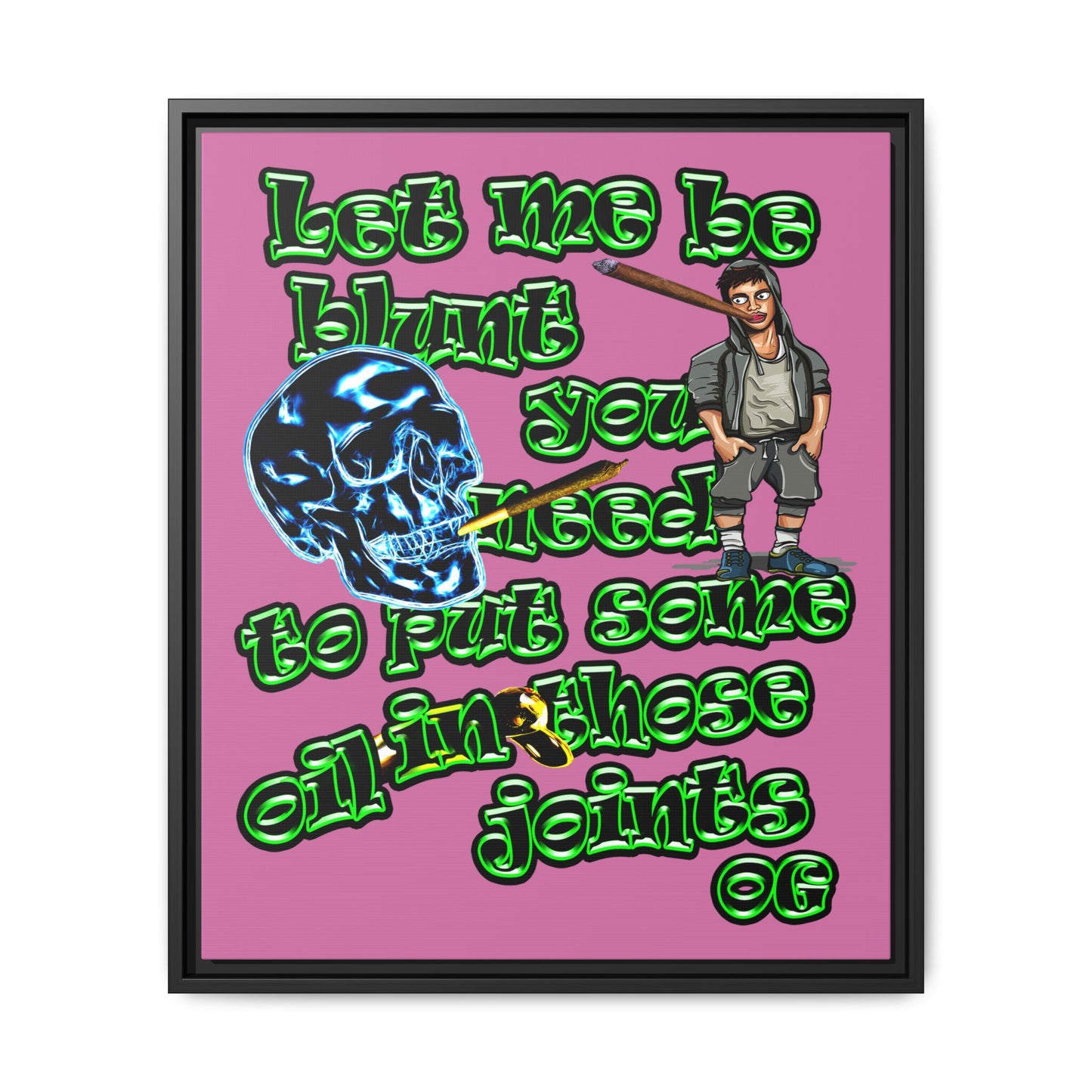 og - framed canvas art (light pink)