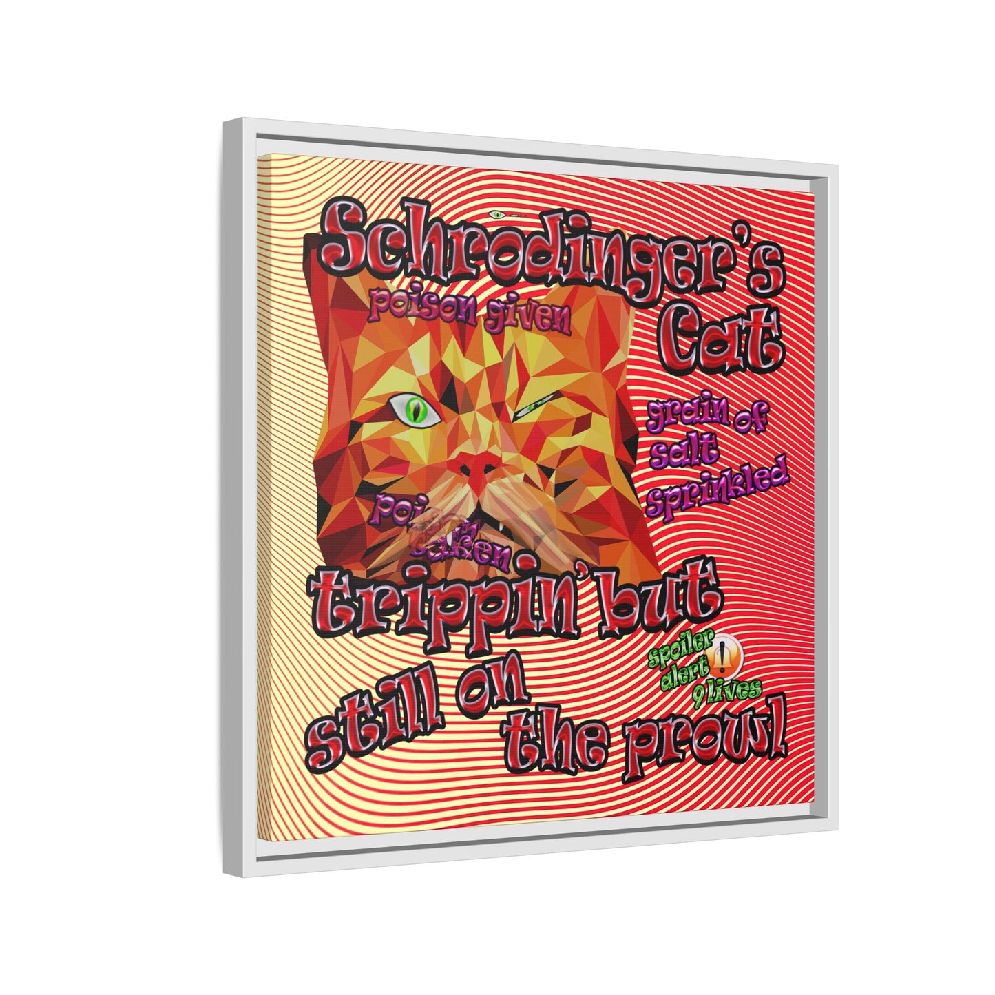 schrodinger's cat - framed canvas art (yellow-orange wave)