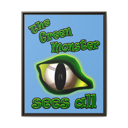 green monster - framed canvas art (light blue)