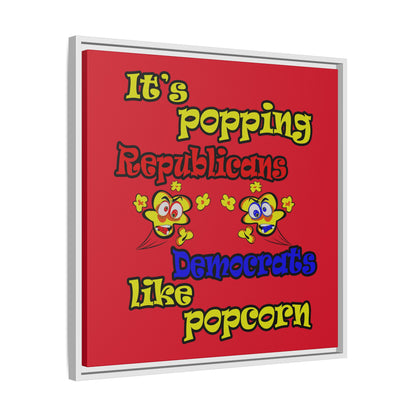 popping like popcorn - framed canvas art (dark red)