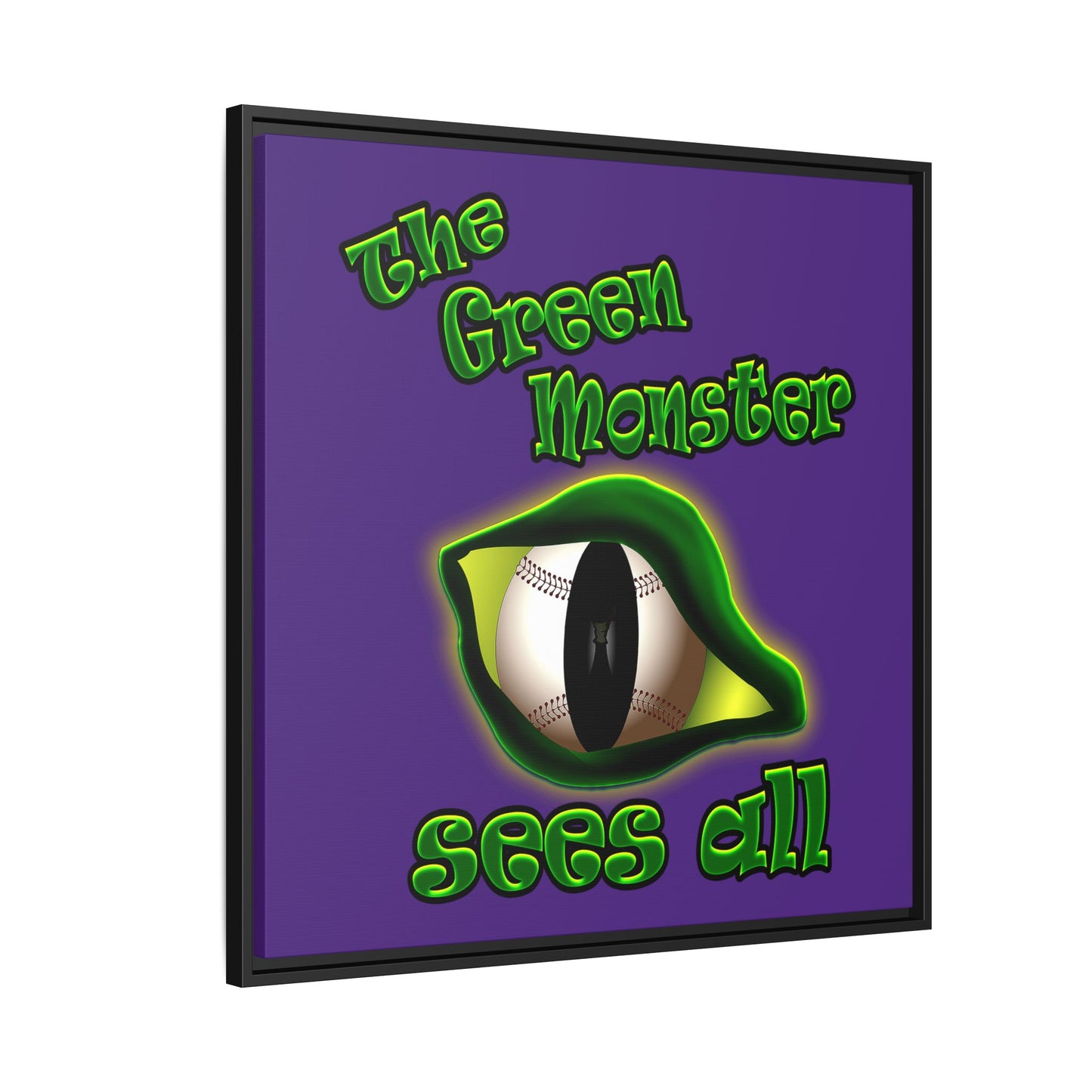 green monster - framed canvas art (purple)