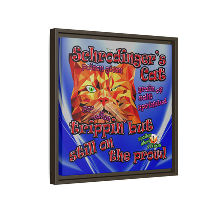 schrodinger's cat - framed canvas art (blue-white wave)
