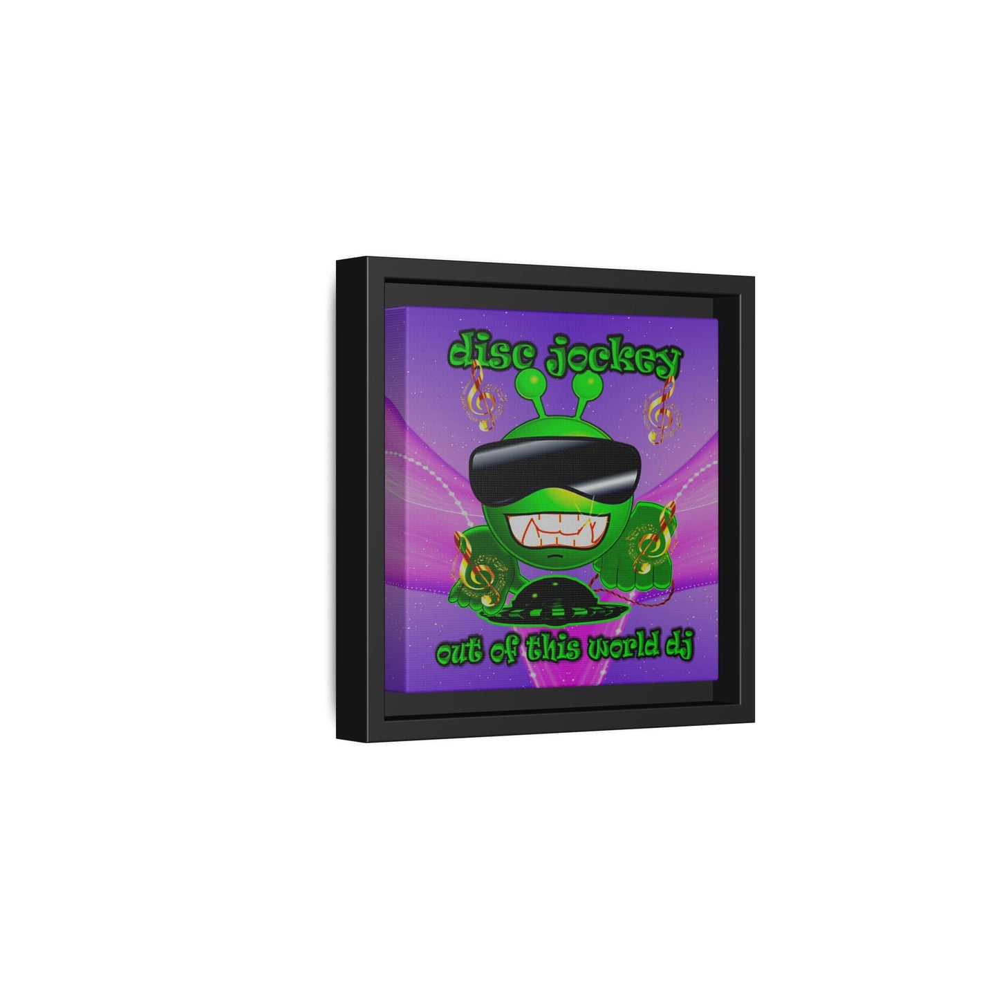 disc jockey - framed canvas art (purple-pink wave)