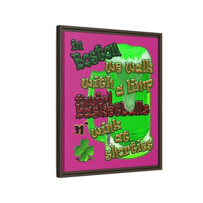 celtics logo - framed canvas art (pink)