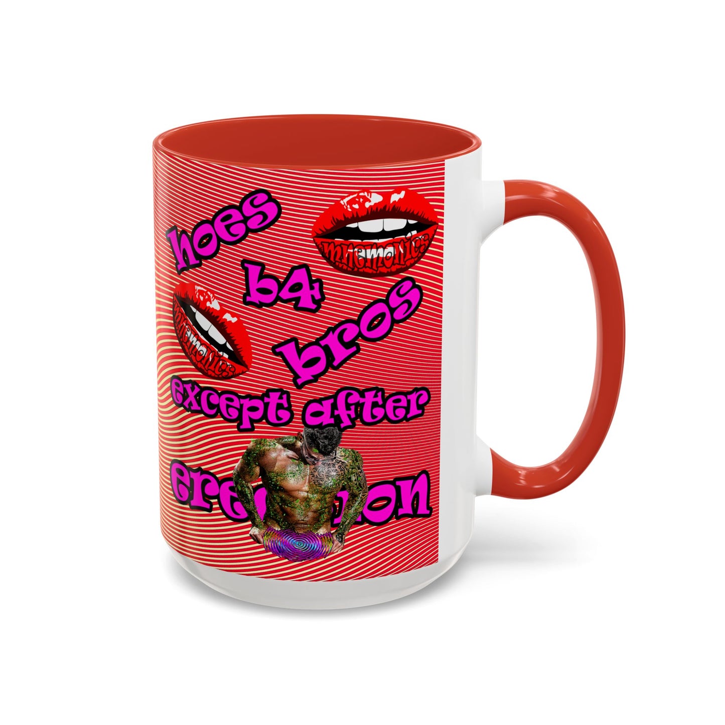 hoes b4 bros - Accent Mug (yellow-orange wave)