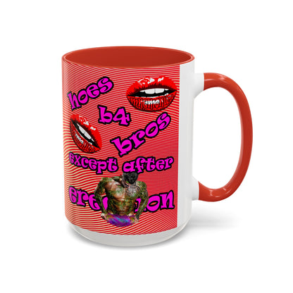 hoes b4 bros - Accent Mug (yellow-orange wave)