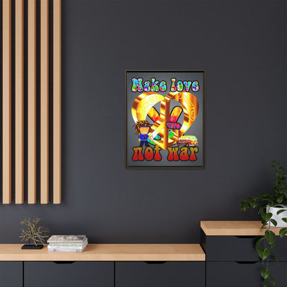 love peace - framed canvas art (grey-light grey)