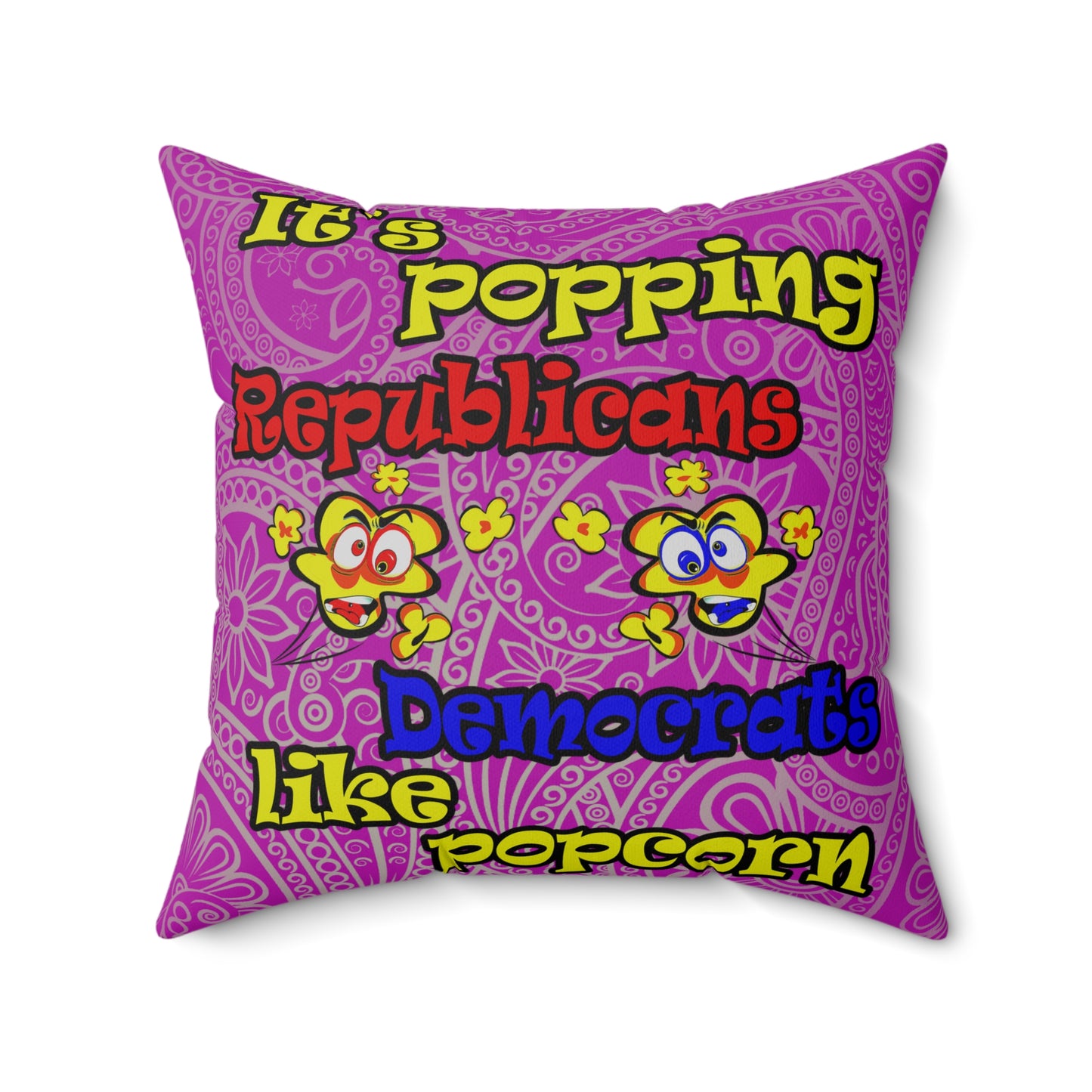 popping like popcorn - Spun Polyester Square Pillow - (pink swirl)