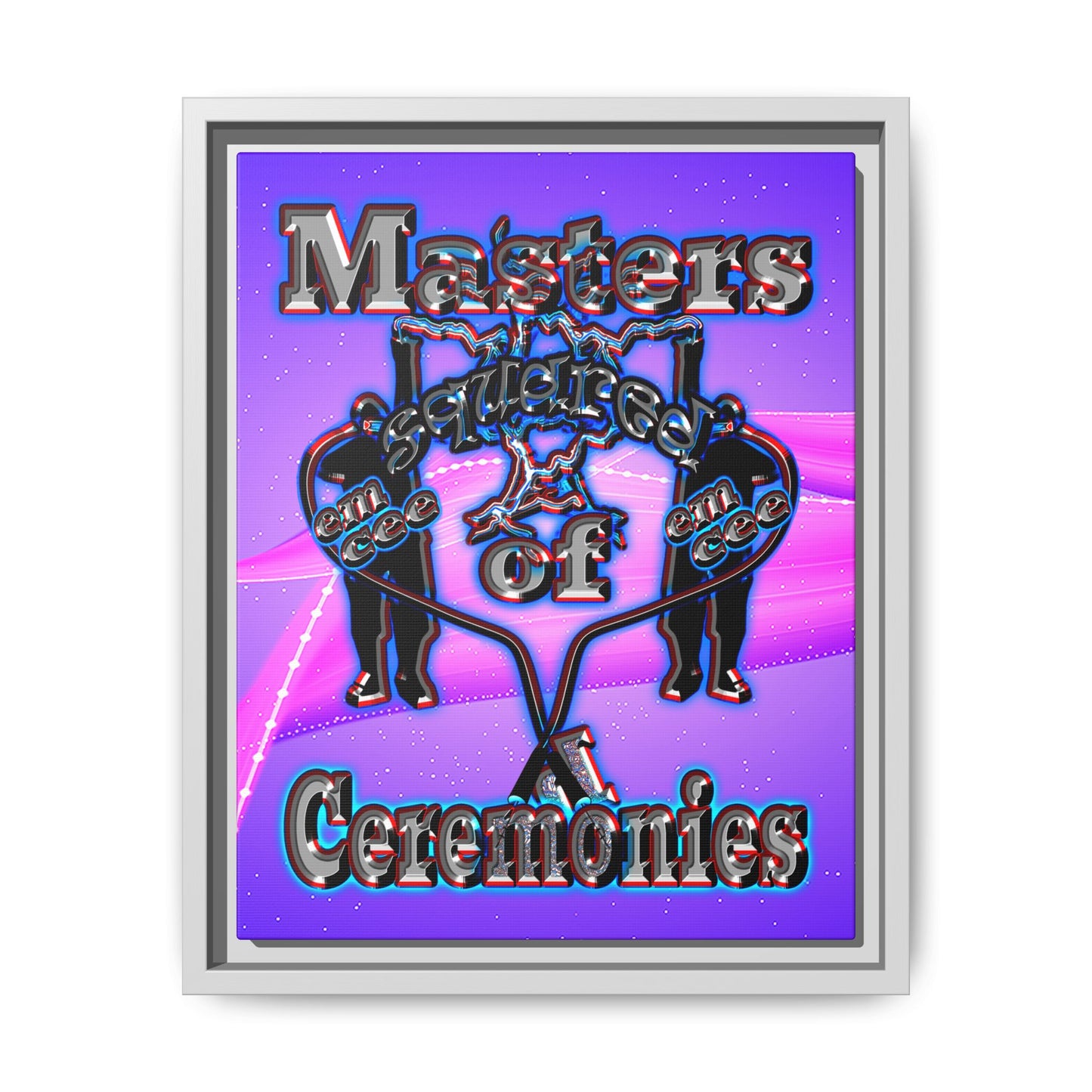 em cee squared - framed canvas art (purple-pink wave)