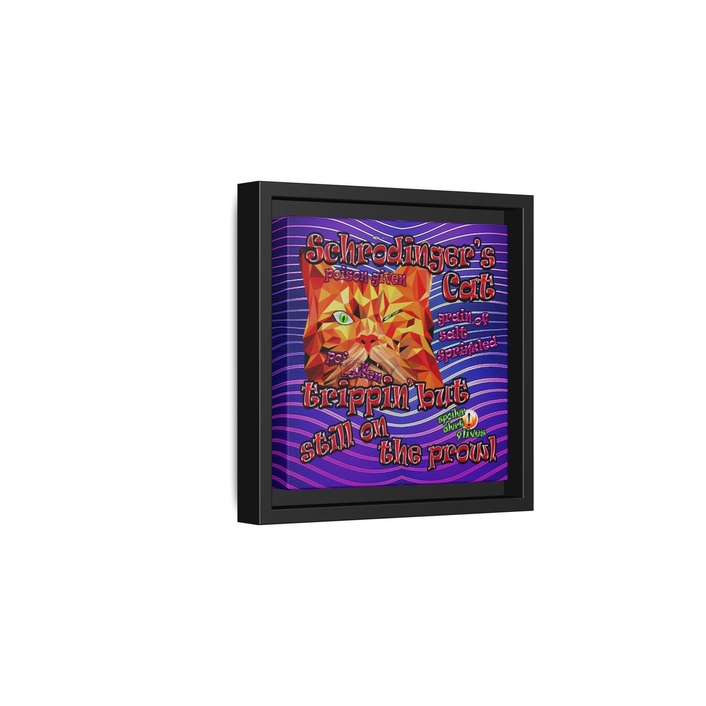 schrodinger's cat - framed canvas art (purple wave)