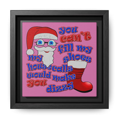 santa's shoes - framed canvas art (light pink)