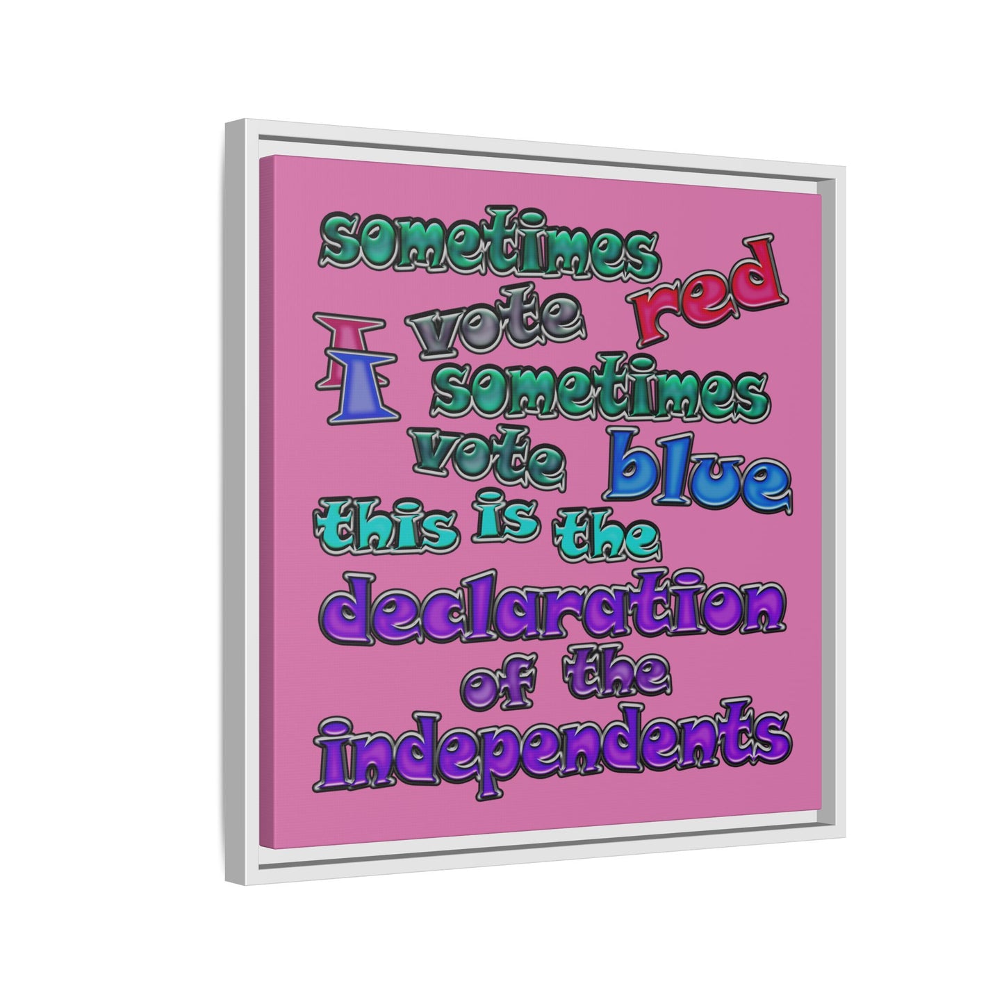 declaration of the independents - framed canvas art (light pink)