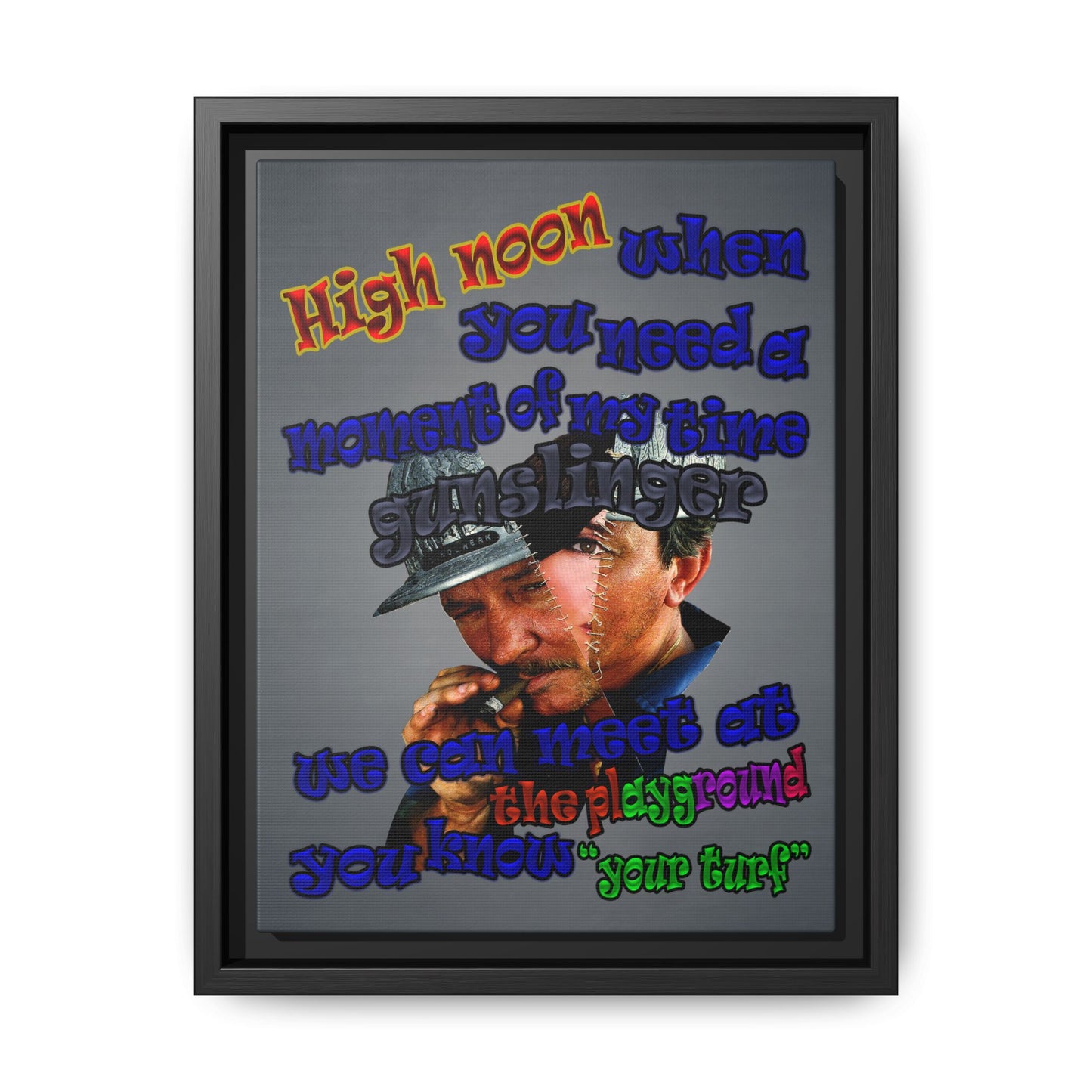 high noon - framed canvas art (grey-light grey)