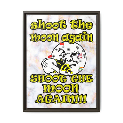 shoot the moon again - framed canvas art (white marble)