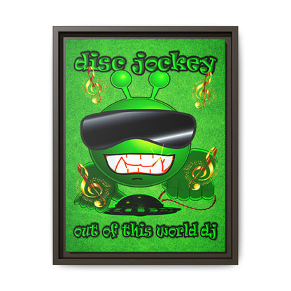 disc jockey - framed canvas art (green turf)