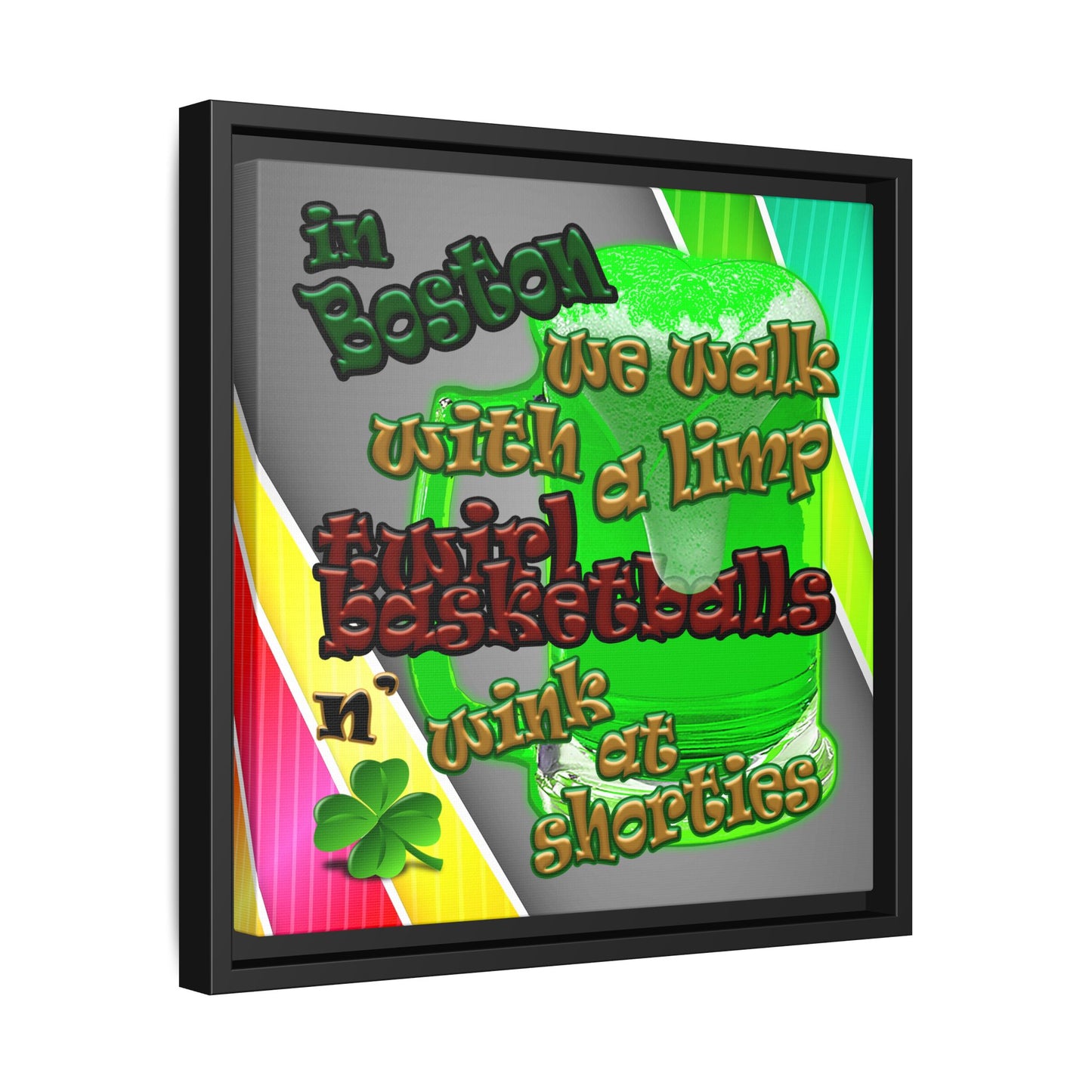 celtics logo - framed canvas art (rainbow split)