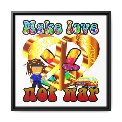 love peace - framed canvas art (white)