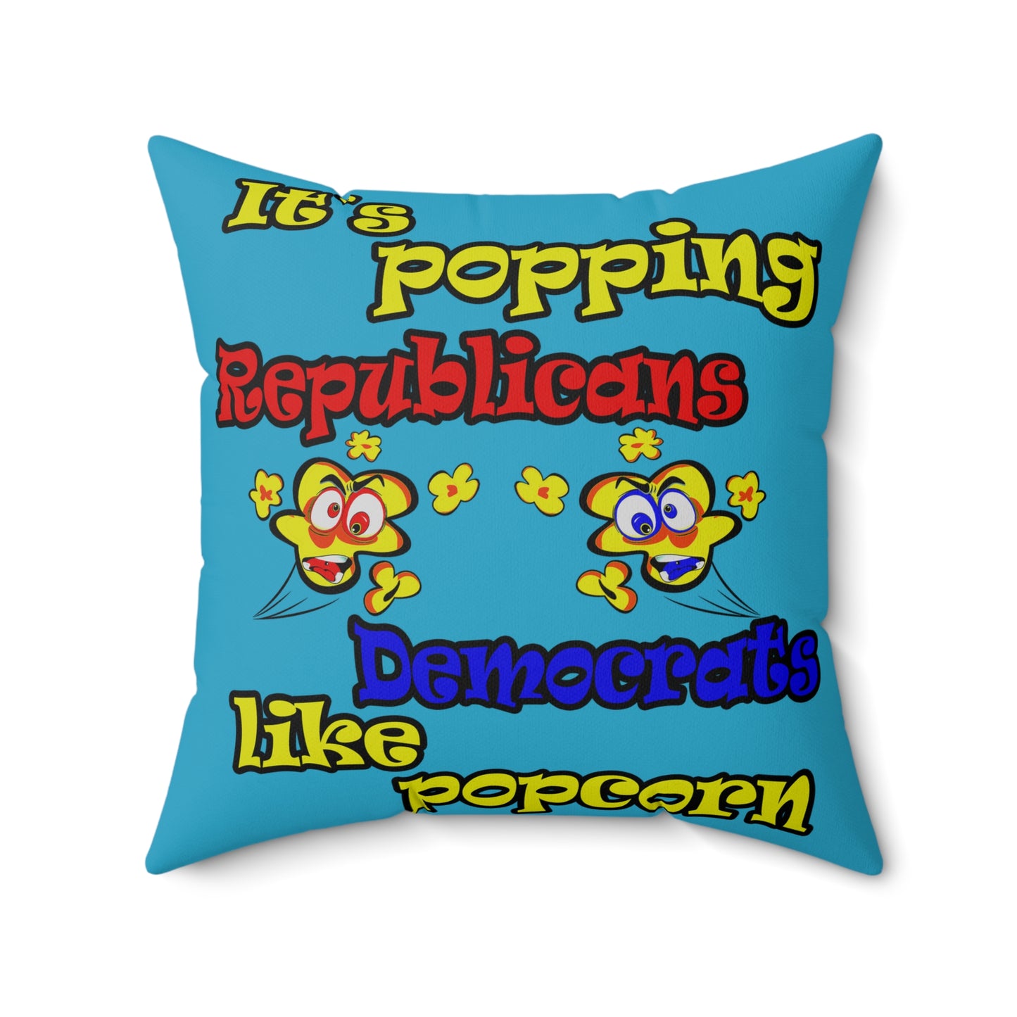 popping like popcorn - Spun Polyester Square Pillow - (turquoise)