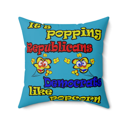 popping like popcorn - Spun Polyester Square Pillow - (turquoise)