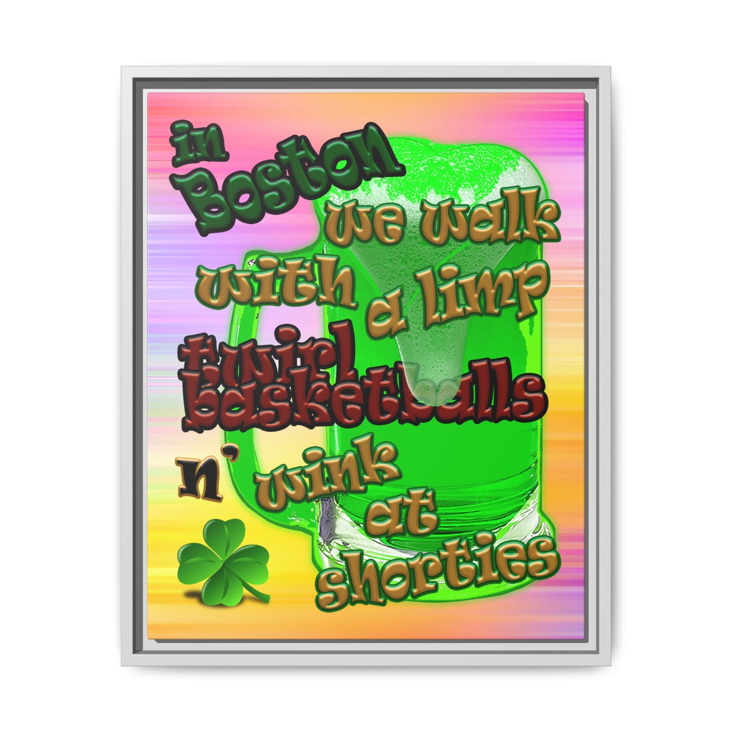celtics logo - framed canvas art (color blur)
