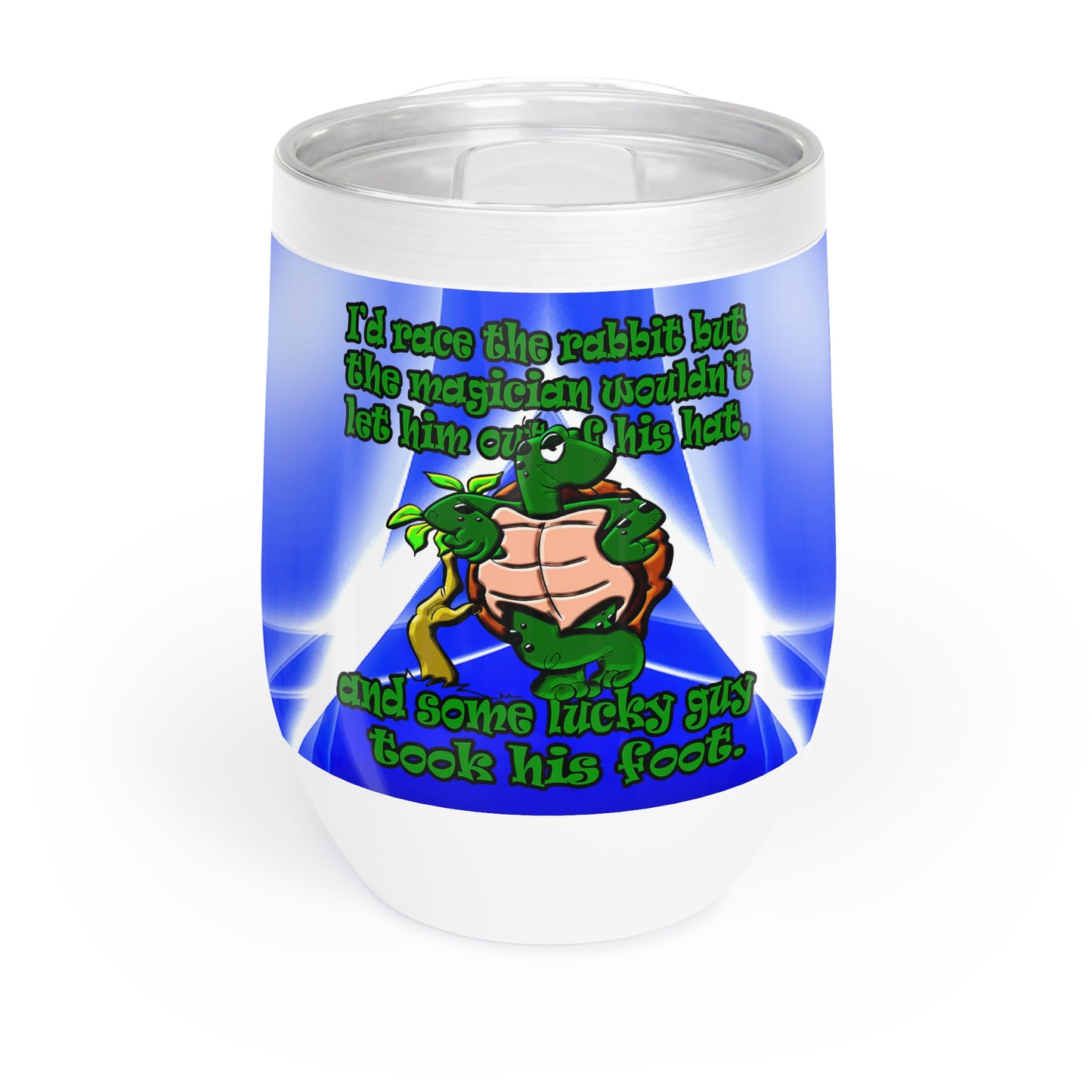 turtle race - Chill Wine Tumbler (blue-white wave)