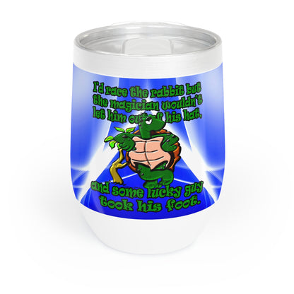 turtle race - Chill Wine Tumbler (blue-white wave)