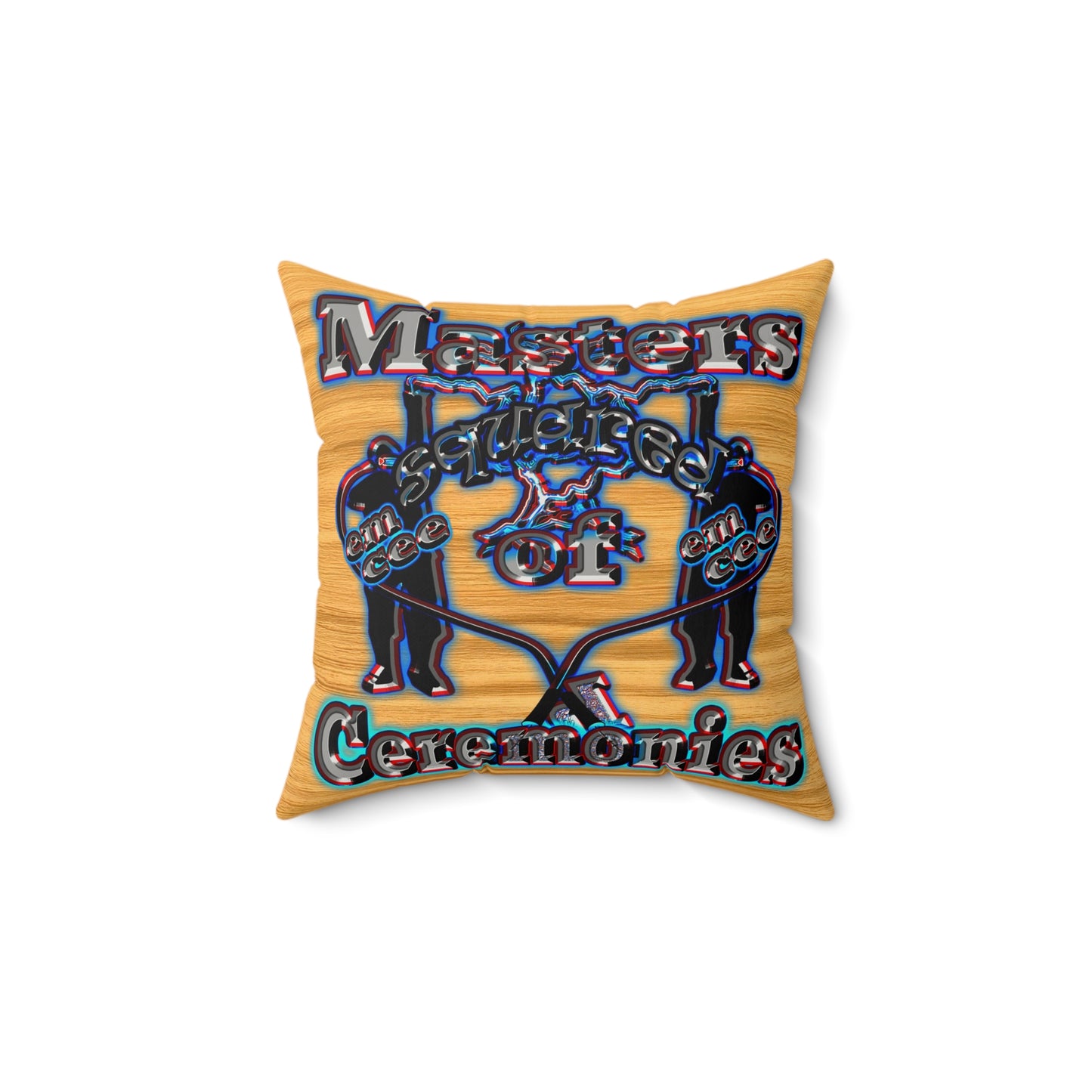 em cee squared - Faux Suede Square Pillow - (butterscotch wood finish)