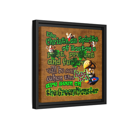 christmas spirits of boston - framed canvas art (brown papyrus)