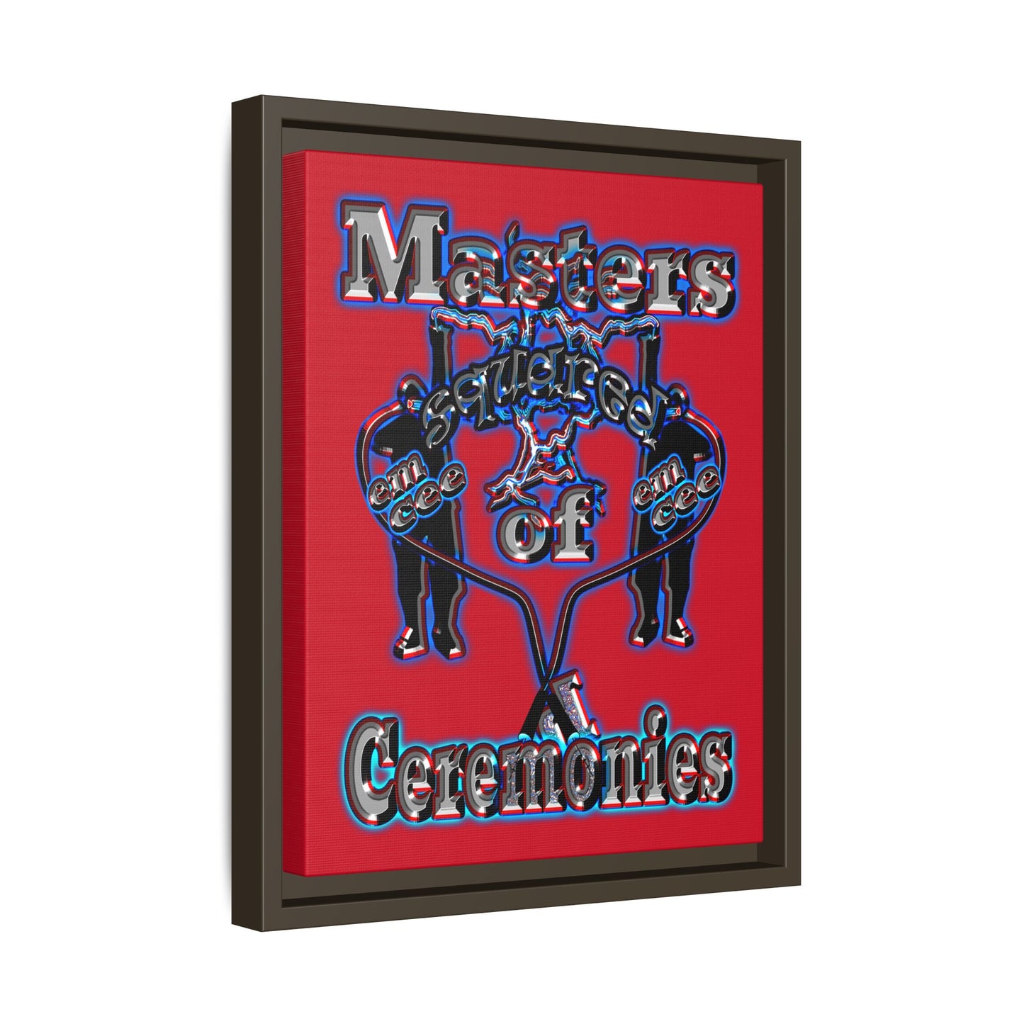 em cee squared - framed canvas art (dark red)