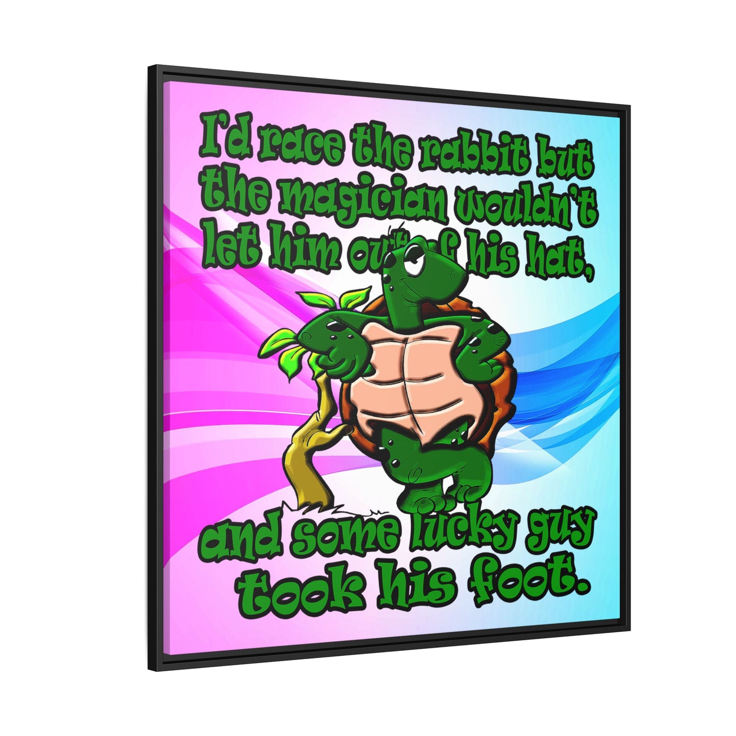 turtle race - framed canvas art (light blue-pink wave)
