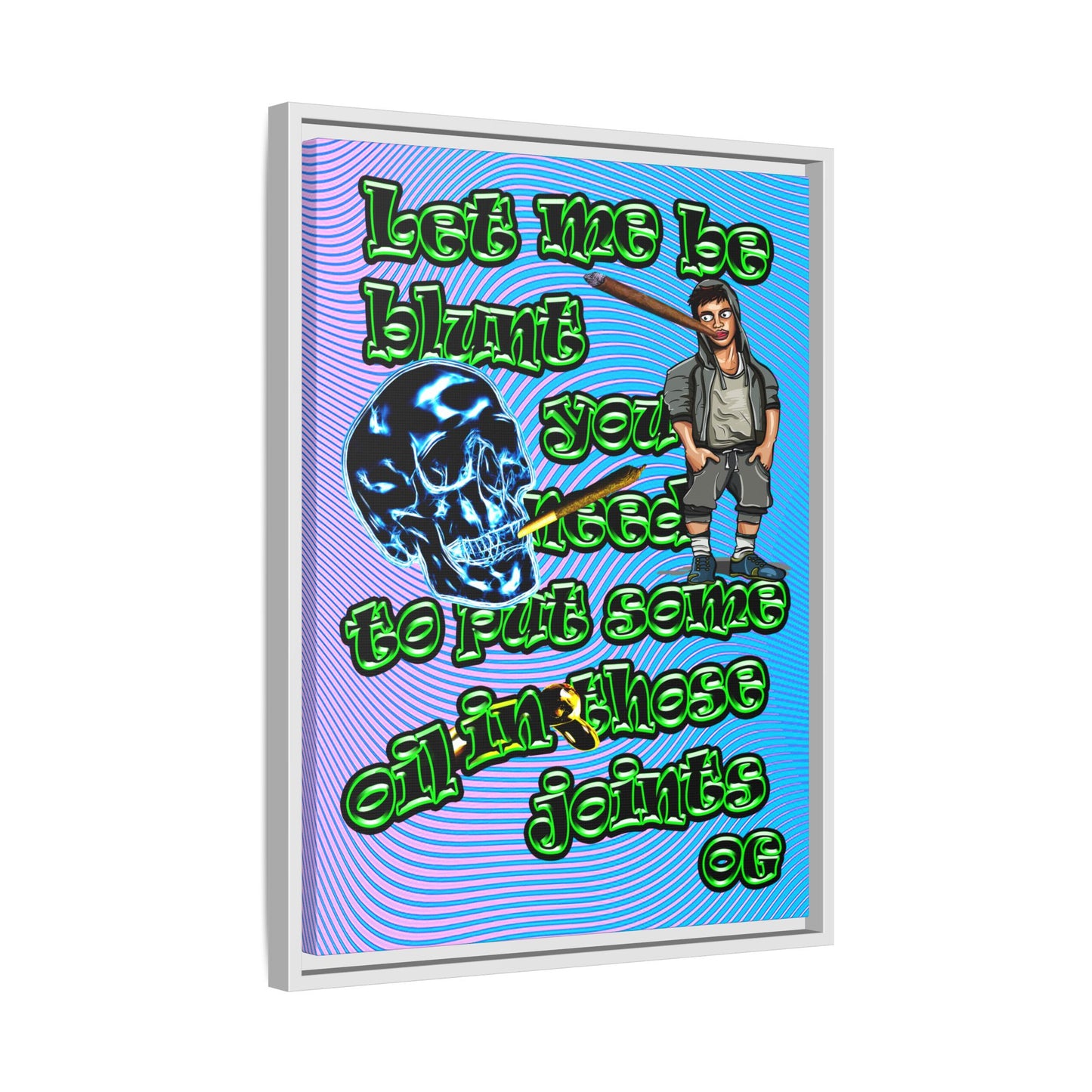 og - framed canvas art (light blue-purple wave)