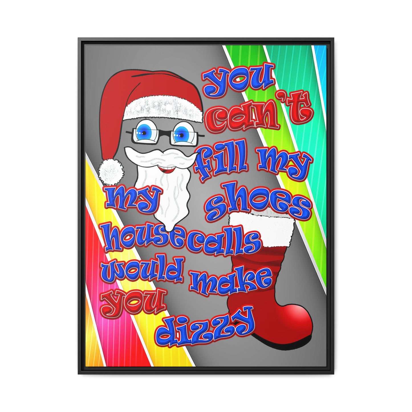 santa's shoes - framed canvas art (rainbow split)
