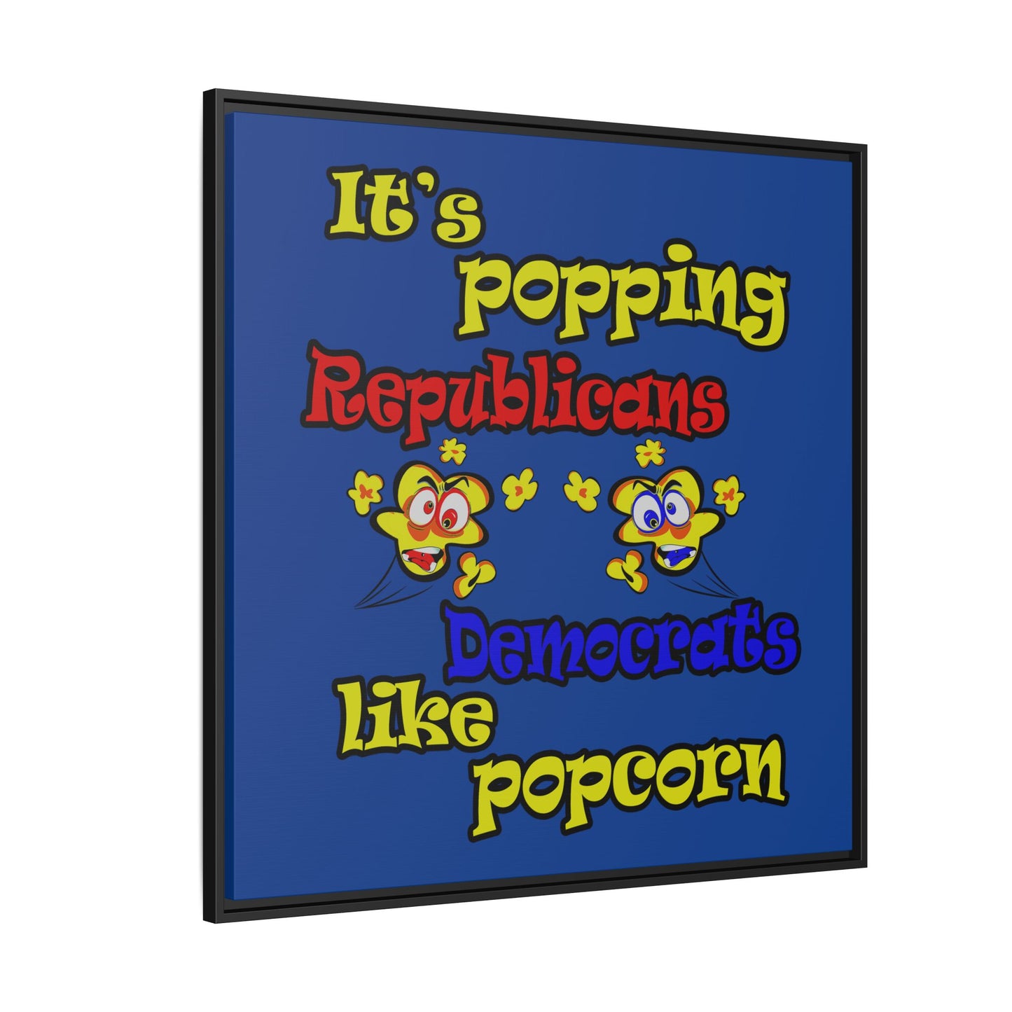 popping like popcorn - framed canvas art (dark blue)
