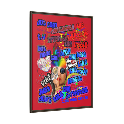 drop the beat - framed canvas art (dark red)