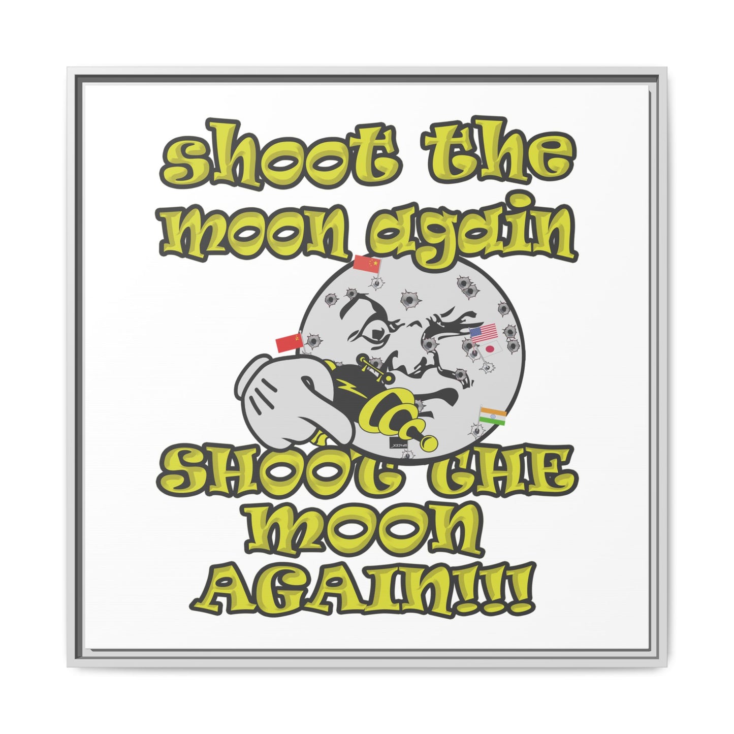 shoot the moon again - framed canvas art (white)