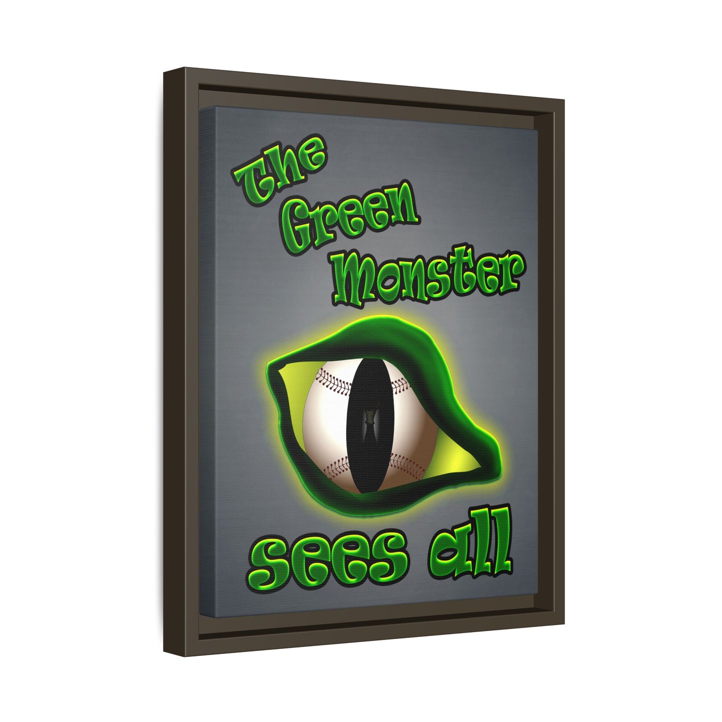 green monster - framed canvas art (grey-light grey)