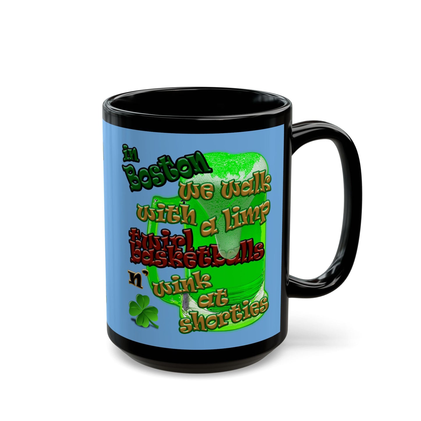 celtics logo - Black Mug (light blue)