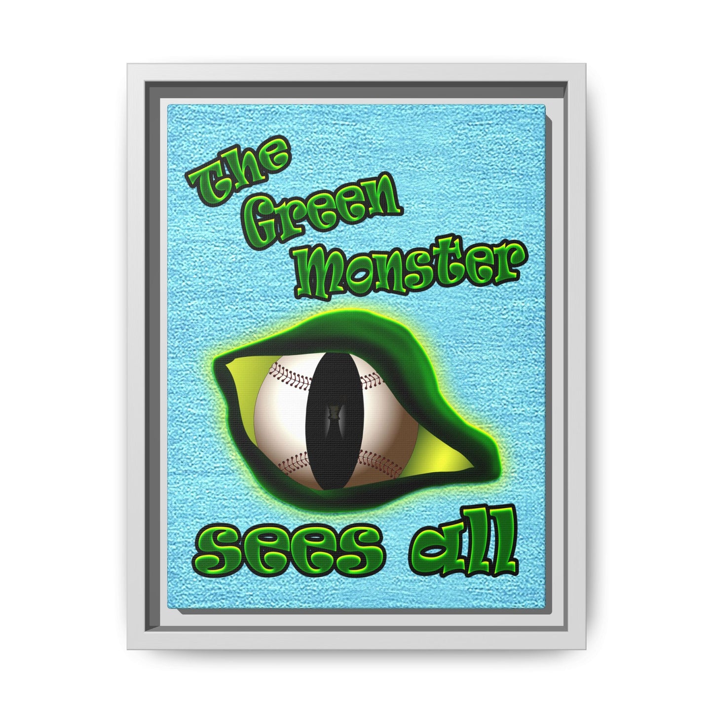 green monster - framed canvas art (faded blue)