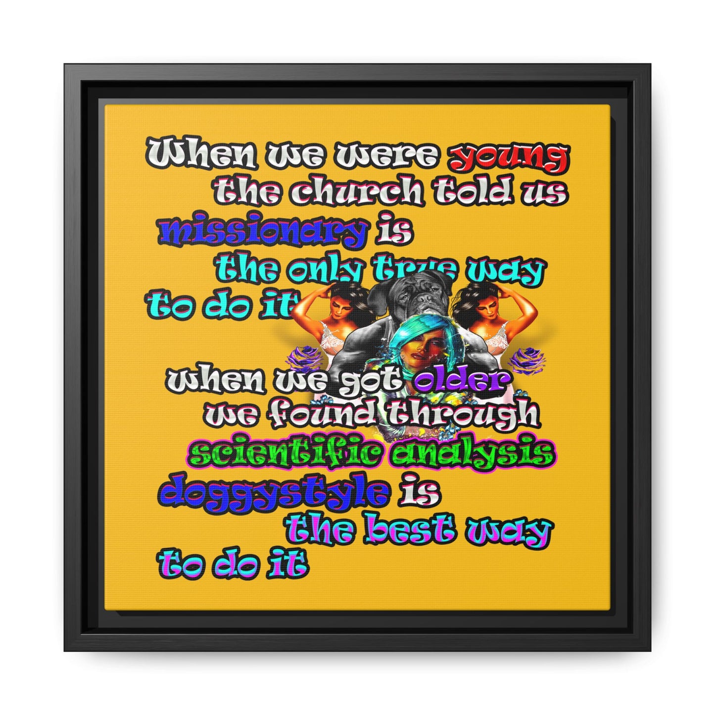 doggystyle - framed canvas art (yellow)