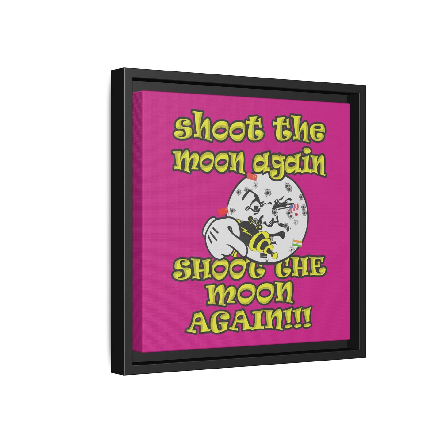 shoot the moon again - framed canvas art (pink)