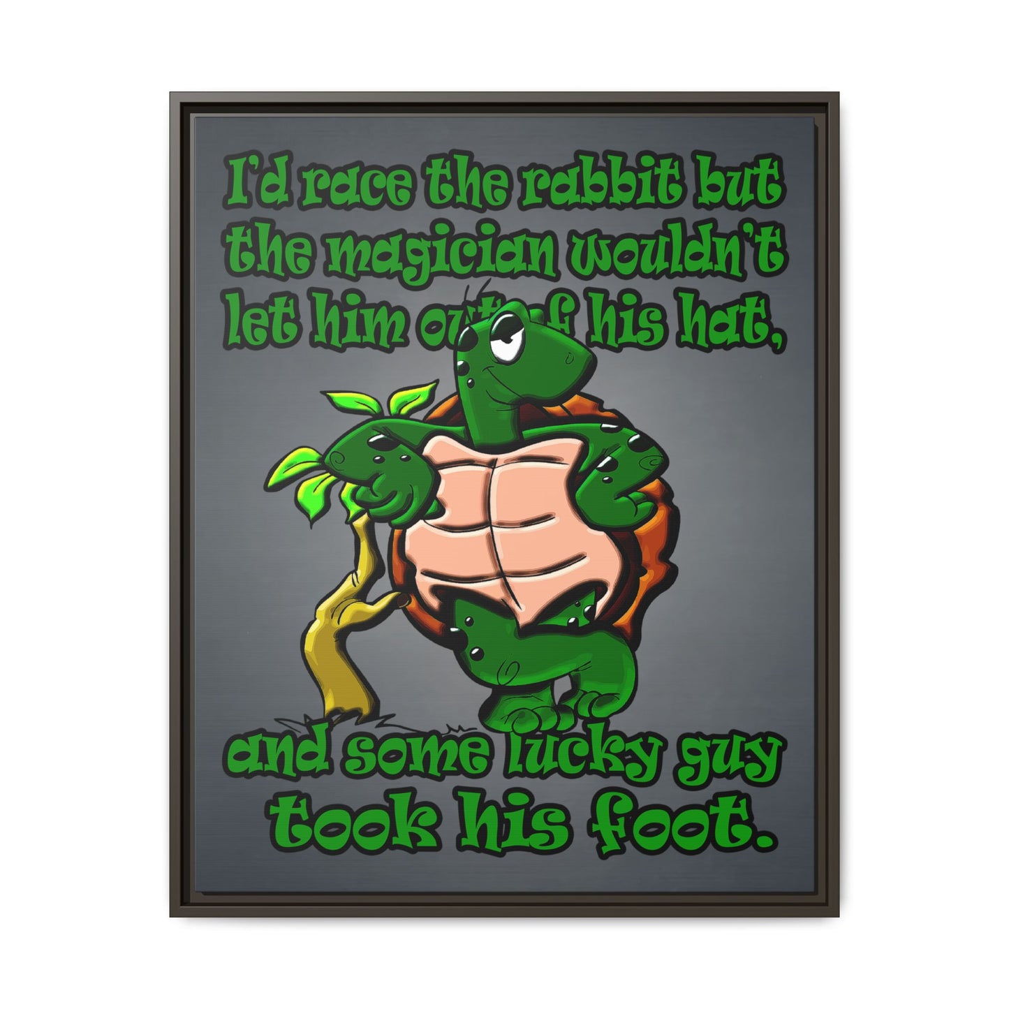 turtle race - framed canvas art (grey-light grey)