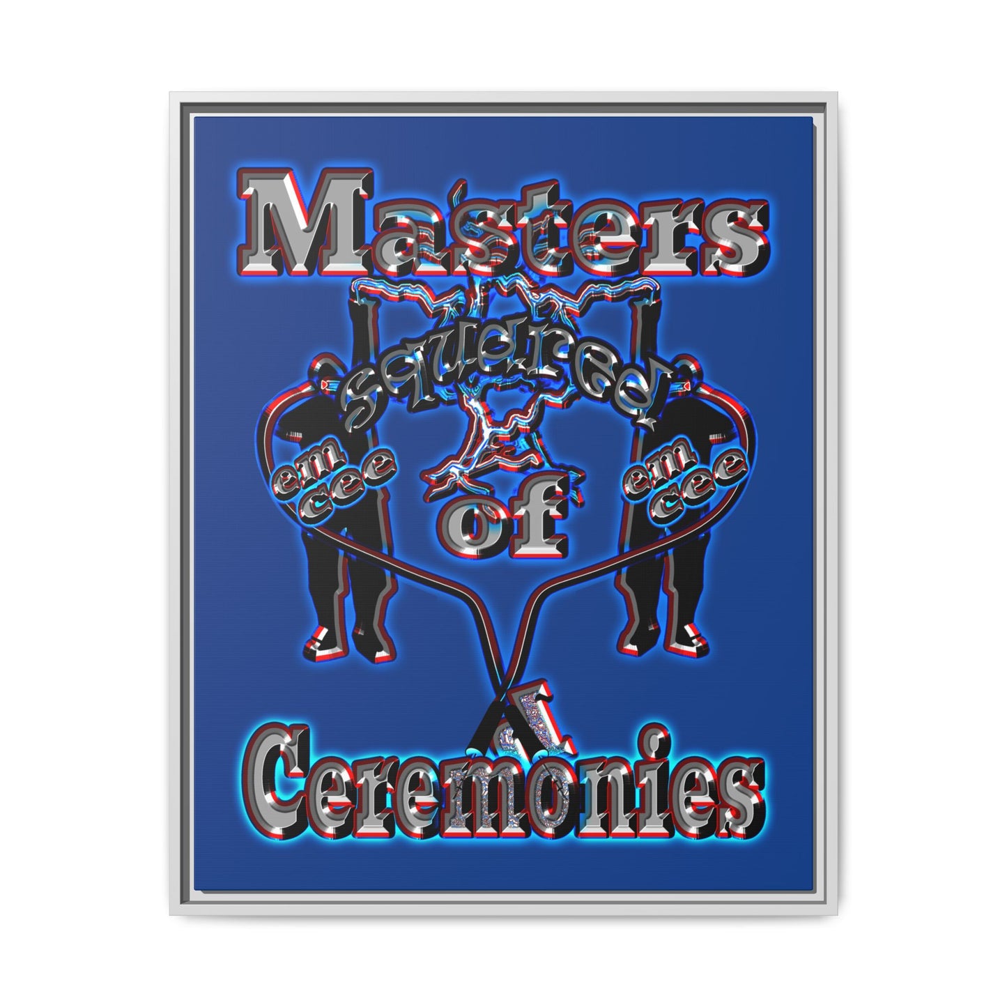 em cee squared - framed canvas art (dark blue)