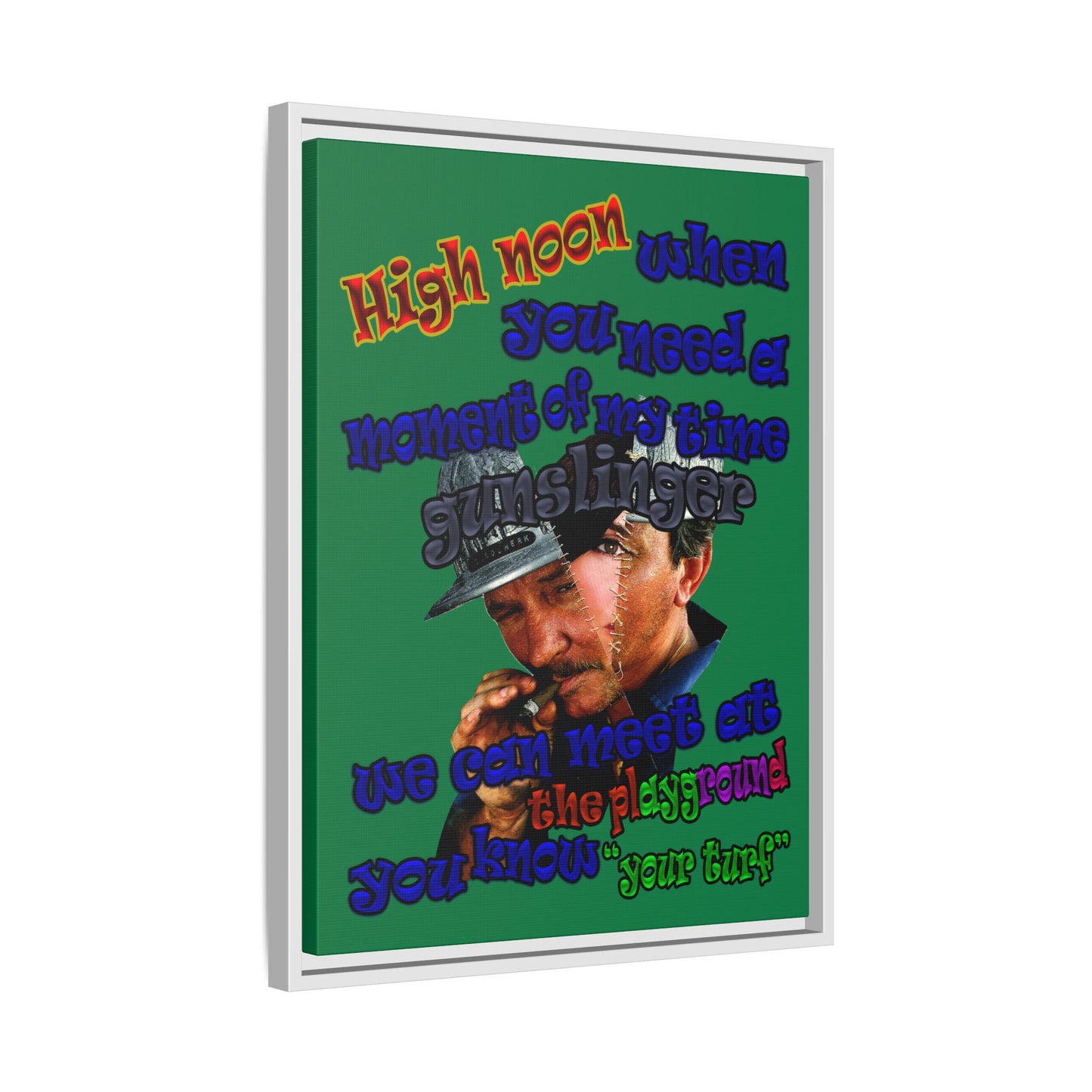 high noon - framed canvas art (dark green)
